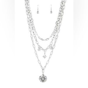 Silver Layered Star Charm Necklace